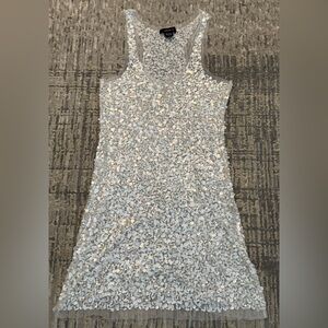 Arden B Silver Sequin Mini Dress